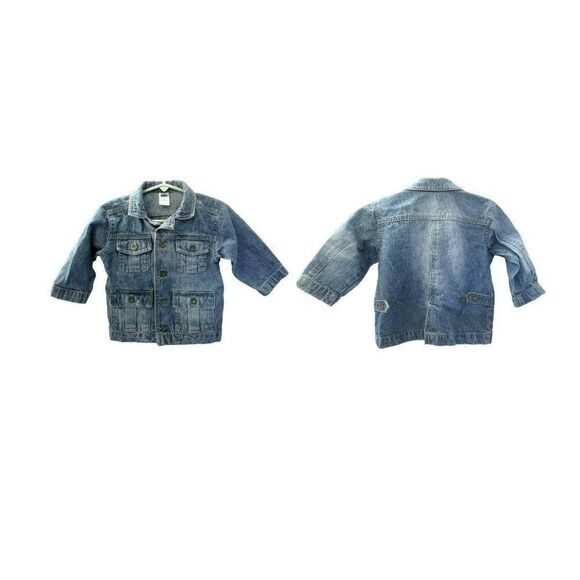 Old Navy Infant Boys 12-18 Month Denim Jacket 100% Cotton Side Tabs - Picture 1 of 3